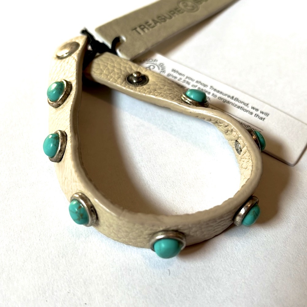 Treasure and Bond Genuine Rhodium Encrusted Tan Bracelet